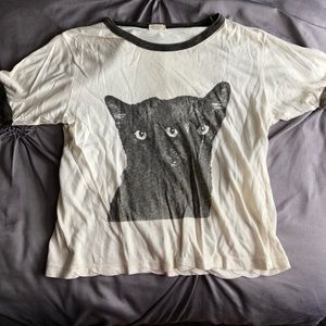 Brandy Melville Black Cat Ringer Tee